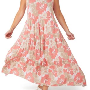 Water Lily Womens Sleeveless Floral Maxi Dress