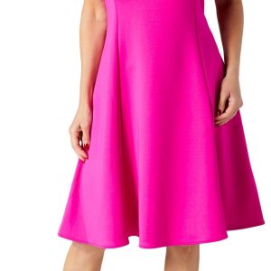 London Times Womens Cap Sleeve Fit & Flare Dress