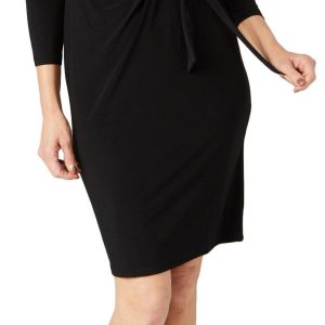 Kasper Womens 3/4 Sleeve Solid Dress