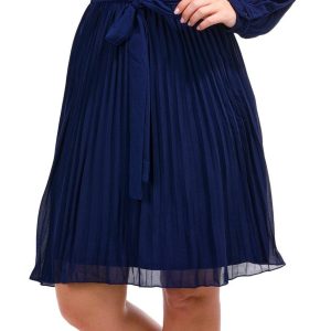 Nina Leonard Womens Long Sleeve Chiffon Shirt Dress