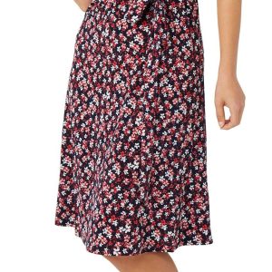 Nina Leonard Womens Short Sleeve Floral Dress