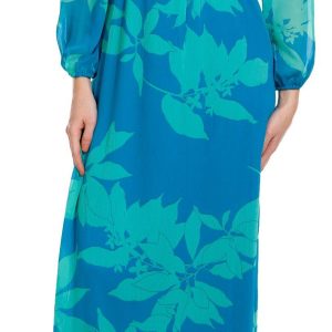 Maison Tara Womens Floral 3/4 Sleeve Maxi Dress