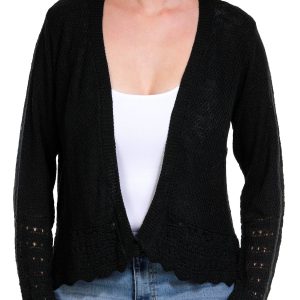 C&C California Womens Long Sleeve Knit Ruffle Hem Shrug