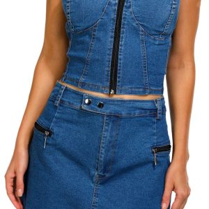 Jolie & Joy Juniors 2 Pc Denim Skirt Set