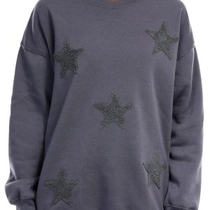 No Comment Juniors Embroidered Long Sleeve Sweatshirt