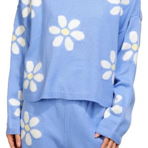 No Comment Juniors 2 Pc Knit Daisy Shorts Set