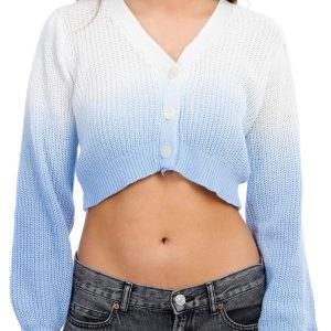 No Comment Juniors Dip Dye Long Sleeve Cardigan