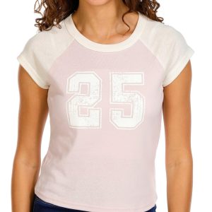 Pink Rose Juniors Short Sleeve Raglan Tee