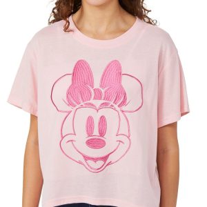 Minnie Mouse Juniors Embroidered Minnie Head Tee