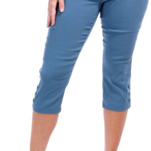 Fit Sight Petite Solid Snap Button Hem Capris