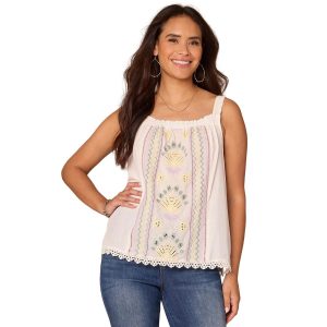 Democracy Petite Square Neck Woven Tank Top