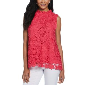 Rafaella Petite Sleeveless Scalloped Lace Top