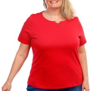Coral Bay Plus Criss Cross Neck Short Sleeve Top