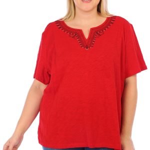 Coral Bay Plus Short Sleeve Cross Stitch Top