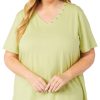 Coral Bay Plus Solid V-Neckline Short Sleeve Top