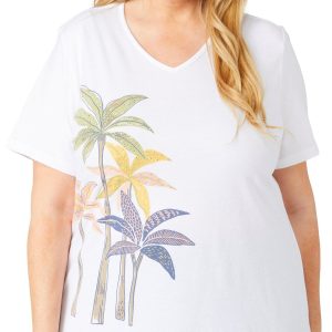 Coral Bay Plus Embellished Short Sleeve Top