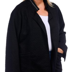 Onque Plus Long Sleeve Solid Open Textured Jacket