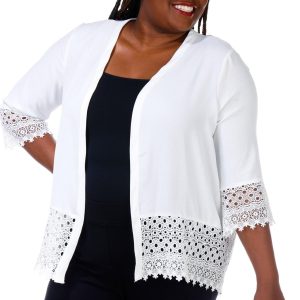NY Collection Plus Airflow Crochet Cardigan