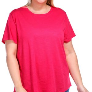 Blue Sol Plus Solid Luxey Scoop Neck Short Sleeve Top