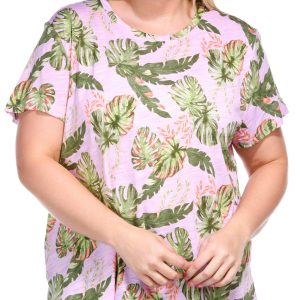 Blue Sol Plus Short Sleeve Baja Print Luxey Scoop Top