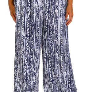 Kaktus Plus Wide Leg Print Pull On Pants