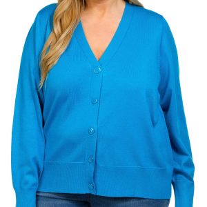 Rafaella Plus Long Sleeve Buttoned Cardigan