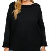 Rafaella Plus Long Sleeve Laced Shoulder Sweater