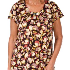 Adrienne Vittadini Womens Short Sleeve Floral Top