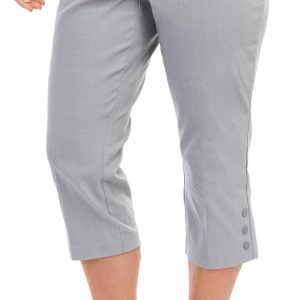 Lauren Riley Womens Linen Look Snap Capris