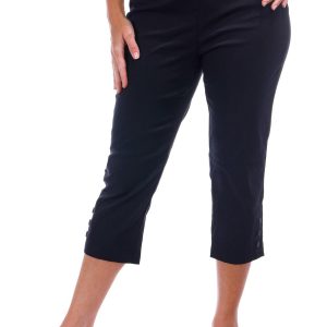 Fit Sight Womens Solid Snap Button Hem Capris
