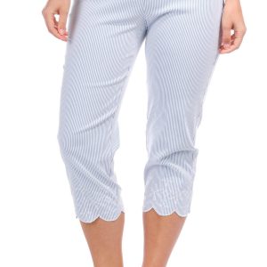 Zac & Rachel Womens 22 in Striped Capris