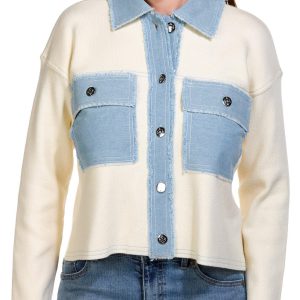 Nanette Lepore Womens Denim Trim Jacket