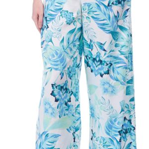 NVLT Womens Side Tie Botanical Wide Leg Pants