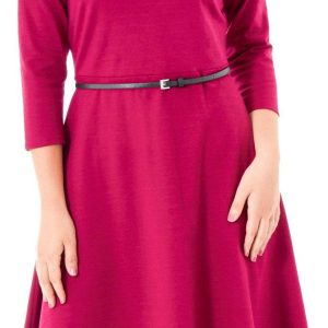 NY Collection Womens Belted Fit and Flare Dress