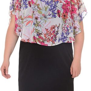 NY Collection Plus Floral Poncho Shift Dress