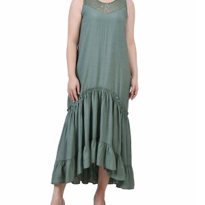 NY Collection Womens Petite Sleeveless Tiered Maxi Dress