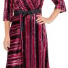 NY Collection Womens Stripe Velvet Asymmetrical Dress