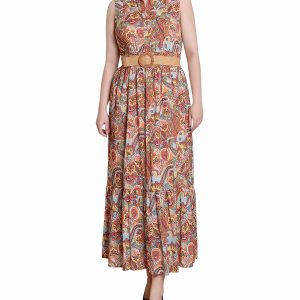 NY Collection Petite Belted Sleeveless Midi Dress