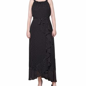 NY Collection Petite Dot Chiffon Halter Maxi Dress