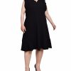 NY Collection Plus Solid Flutter Sleeve Scuba Dress