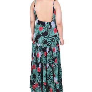 NY Collection Plus Open Back Tropical Floral Maxi Dress