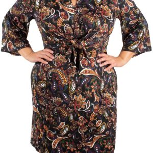 NY Collection Plus Flare Sleeve Tie Front Dress