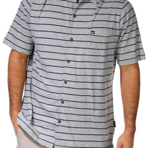 Quiksilver Mens Short Sleeve Striped Button Down Shirt