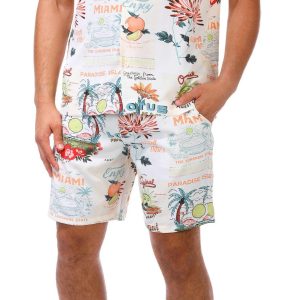 Malibu Men's 2 Pc Miami Print Shorts Set