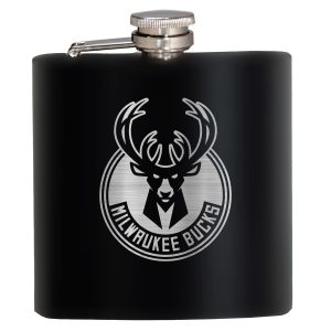 NBA Milwaukee Bucks 6 Oz. Stealth Laser Etched Hip Flask