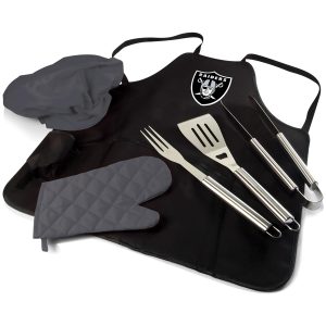 NFL Las Vegas Raiders 6pc BBQ Apron Tote Grill Set