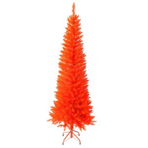 Kurt Adler 6 Ft. Pre-Lit Orange Slim Tree