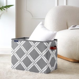 Nautica No Lid Grey Box Weave Folded Storage Bin