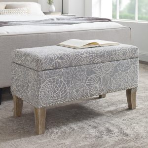 Linon Danby Shell Pattern Lift Top Storage Ottoman -32x16x18