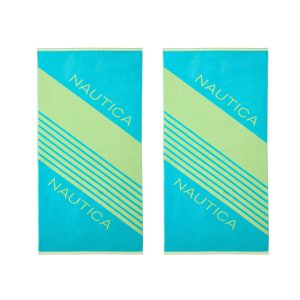 Nautica 2 Pc. Tilted Logo Jacquard Beach Towel